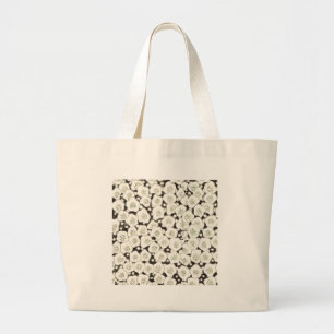 Vintage 1902 Japanese Floral: Black White Blossom Large Tote Bag
