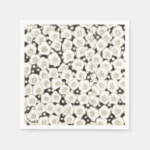 Vintage 1902 Japanese Floral: Black White Blossom Napkin