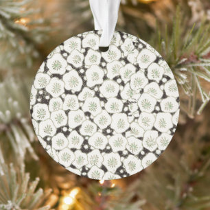 Vintage 1902 Japanese Floral: Black White Blossom Ornament