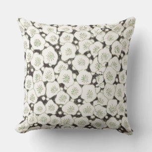 Vintage 1902 Japanese Floral: Black White Blossom  Outdoor Cushion