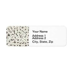 Vintage 1902 Japanese Floral: Black White Blossom Return Address Label