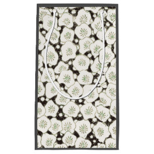 Vintage 1902 Japanese Floral: Black White Blossom  Small Gift Bag