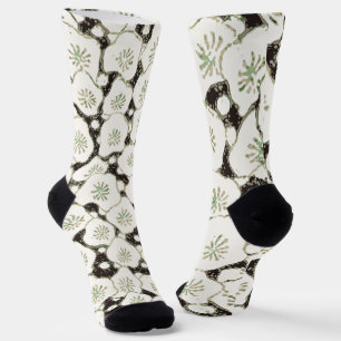 Vintage 1902 Japanese Floral: Black White Blossom Socks