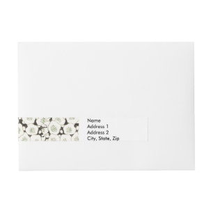 Vintage 1902 Japanese Floral: Black White Blossom Wraparound Address Label
