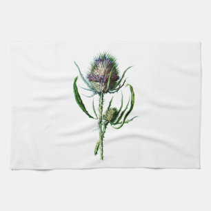 Vintage 1902 Scottish Thistle Antique Wild Flower Tea Towel