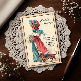 Vintage 1904 Birthday Girl & Dog  Postcard