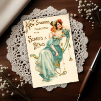 Vintage 1904 Fashion Scarfs and Bows Trade Card