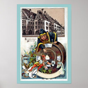 Vintage 1905 Litho Hofbrauhaus Munich Poster