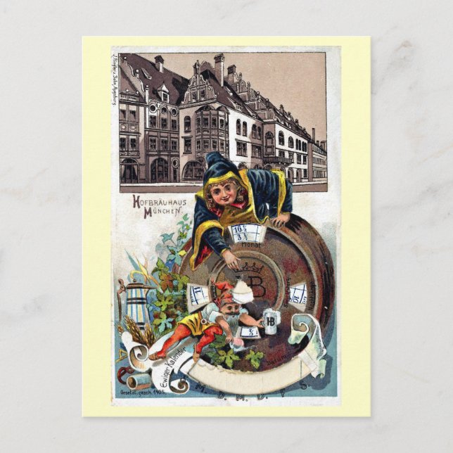 Vintage 1905 litho Munich Hofbrauhaus Postcard (Front)