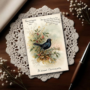 Vintage 1908 Blackbird Christmas Holiday Art Postcard