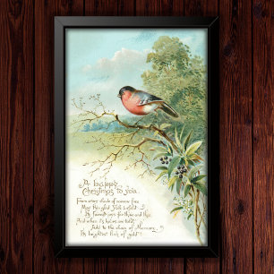 Vintage 1908 Bullfinch Christmas Holiday Poster
