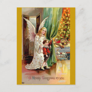 Vintage 1908 Greeting Card-Angel, Child, Toys Postcard