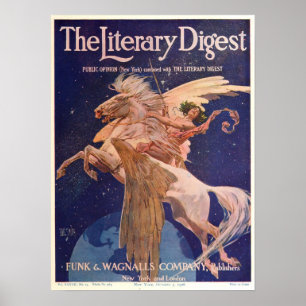 Vintage 1908 Literary Digest Poster, Pegasus Poster