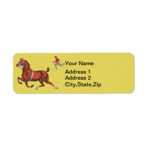 Vintage 1909 Chestnut Horse Running Red Jacket Art Return Address Label