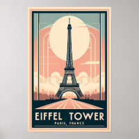 Vintage 1910 Paris Eiffel Tower Art Deco Poster