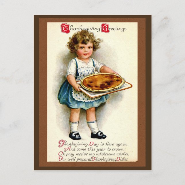 Vintage 1910, Thanksgiving Greetings Holiday Postcard (Front)