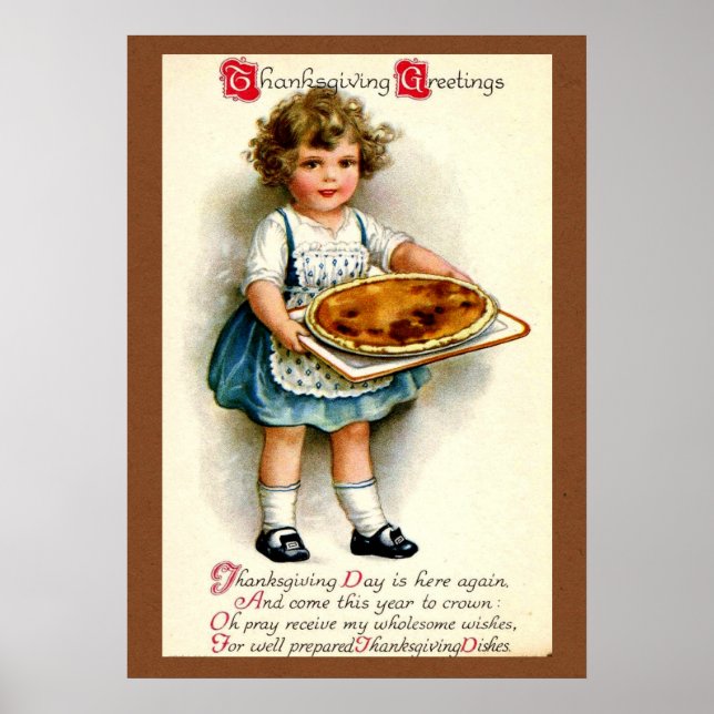 Vintage, 1910, Thanksgiving Greetings Poster (Front)