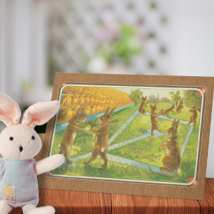 Vintage 1912 Bunny Rabbits Playing Baseball Easter Holiday Card