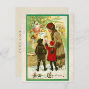 Vintage 1912 Mother with Children Merry Christmas Holiday Postcard