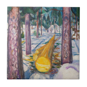 Vintage 1912 Munch Yellow Log Forest Wall Art Ceramic Tile