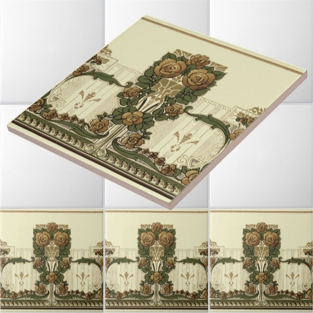 Vintage 1914 Art Nouveau Style Rose Bush Tile (Creator Uploaded)