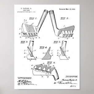 Vintage 1914 Golf Club Design Patent Art Print