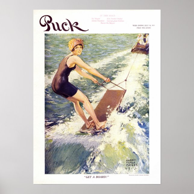 Vintage 1915 Puck Magazine Cover, Beach Poster (Front)