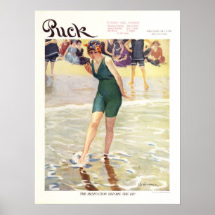 Vintage 1915 Puck Magazine Cover, Beach Poster