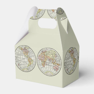Vintage 1916 World Map Globe Hemispheres Poster Favour Box
