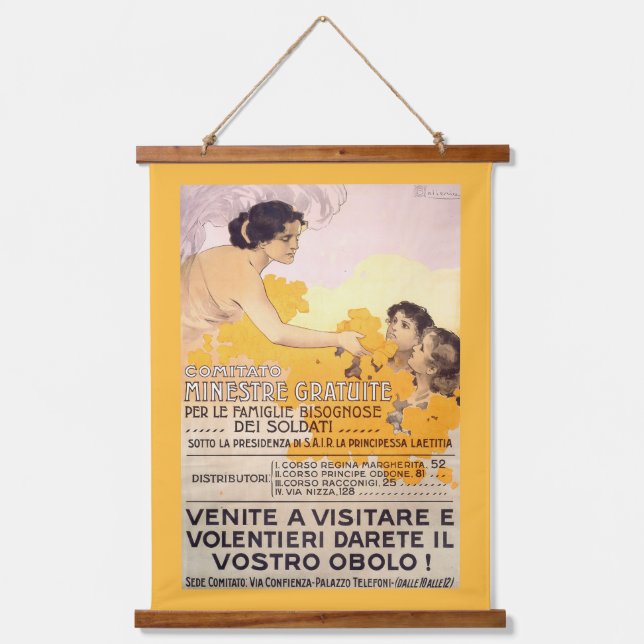 Vintage 1917 Italian Poster Hanging Tapestry (Front)