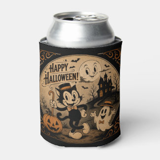vintage 1920 Halloween cartoons art Can Cooler