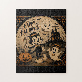 vintage 1920 Halloween cartoons art Jigsaw Puzzle