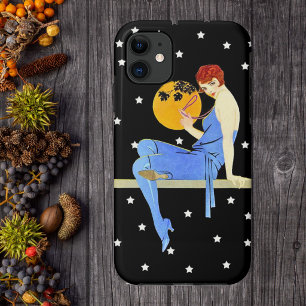 Vintage 1920’s Flapper Lady Moon Stars Red Hair iPhone 11 Case
