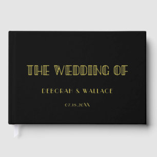 Vintage 1920s art deco Black & Gold Foil wedding Guest Book