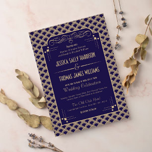 Vintage 1920's Art Deco Gatsby Wedding Collection Invitation