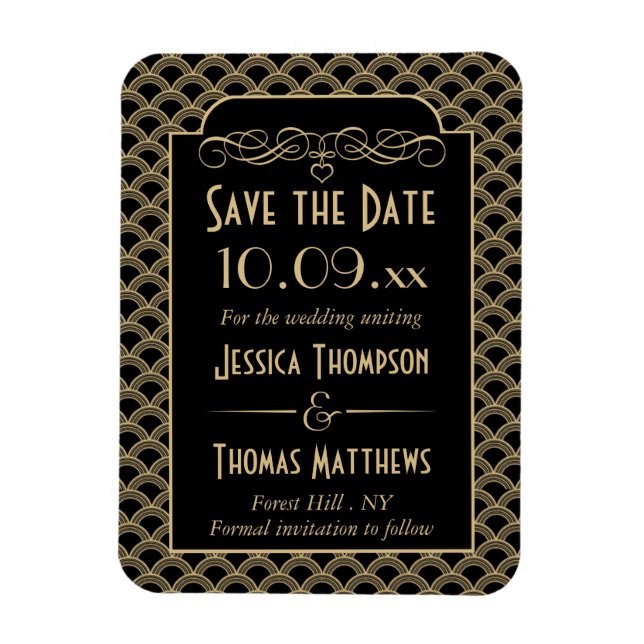 Vintage 1920's Art Deco Gatsby Wedding Collection Magnet (Vertical)