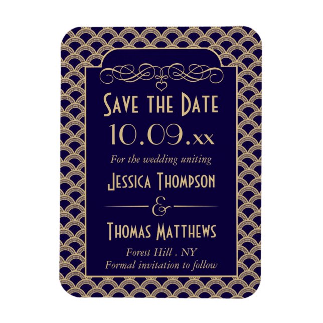 Vintage 1920's Art Deco Gatsby Wedding Collection Magnet (Vertical)