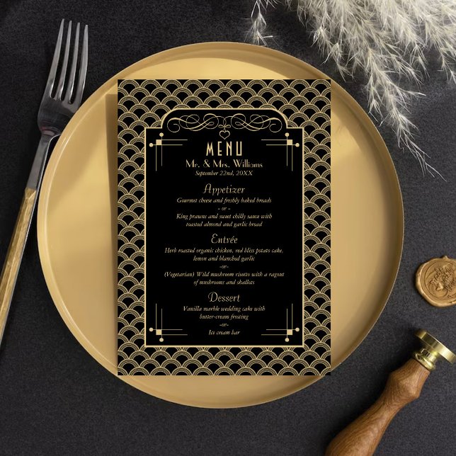 Vintage 1920's Art Deco Gatsby Wedding Collection Menu (Creator Uploaded)
