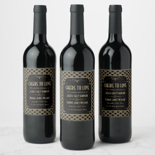 Vintage 1920's Art Deco Gatsby Wedding Collection Wine Label