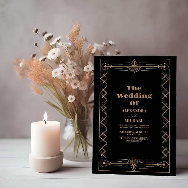Vintage 1920's Art Deco Gatsby Wedding Invitation (Creator Uploaded)