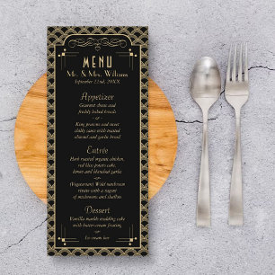 Vintage 1920's Art Deco Gatsby Wedding Menu