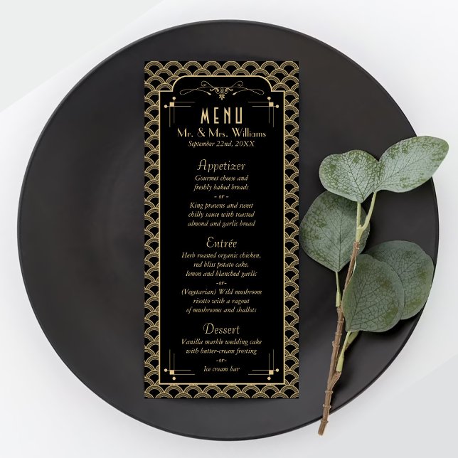 Vintage 1920's Art Deco Gatsby Wedding Menu (Creator Uploaded)