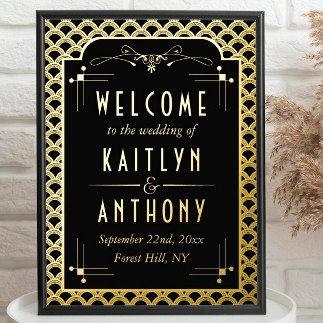 Vintage 1920's Art Deco Gatsby Wedding Welcome Foil Prints (Creator Uploaded)