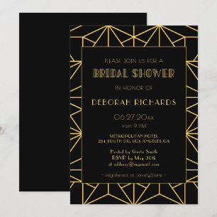 Vintage 1920s art deco geometric Bridal shower Invitation