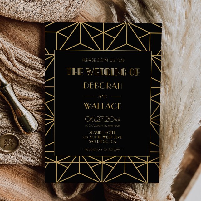 Vintage 1920s art deco geometric wedding invitation (Creator Uploaded)
