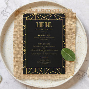 Vintage 1920s art deco geometric wedding menu