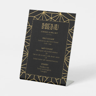 Vintage 1920s art deco geometric wedding menu pedestal sign