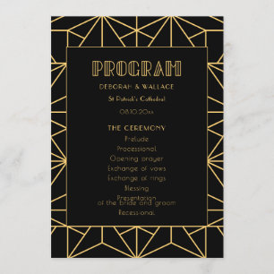 Vintage 1920s art deco geometric wedding program