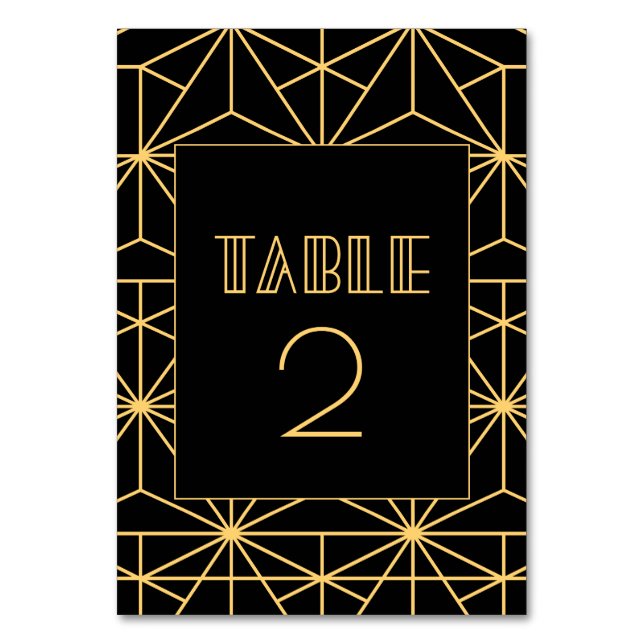 Vintage 1920s art deco geometric wedding table number (Front)