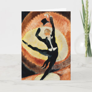 Vintage 1920s Art Deco Male Dancer Top Hat Holiday Card